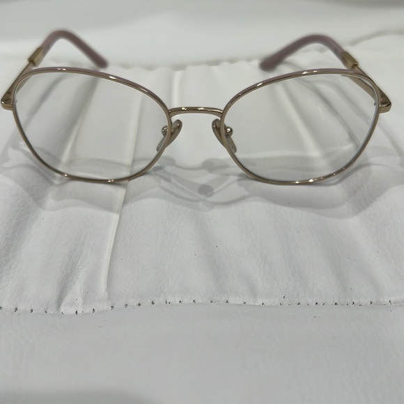 Preowned Prada Eyeglasses in color pink and gold tone. - Picture 6 of 14